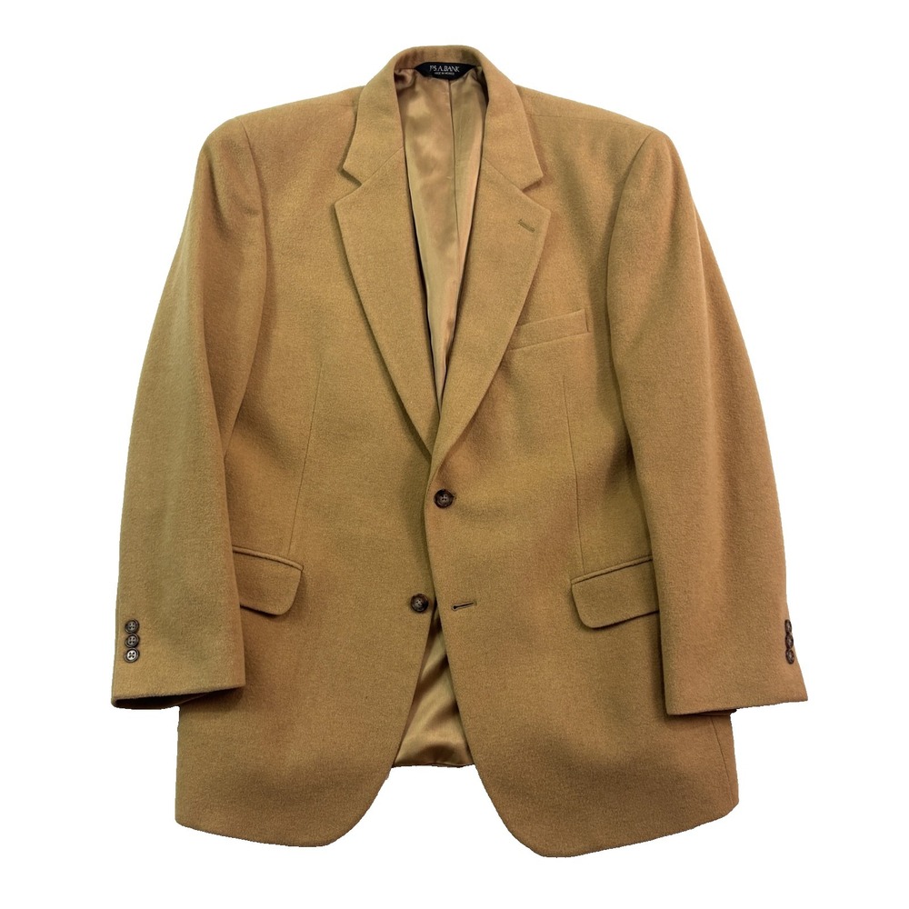 Jos A Bank 43R Tan Camel Hair Blazer‎ Jacket Sport Suit Coat Classic Two Button